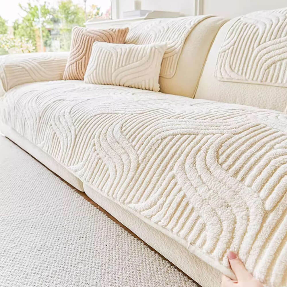 Modern Geometric Soft Plush Non-slip Sofa Protector Cover