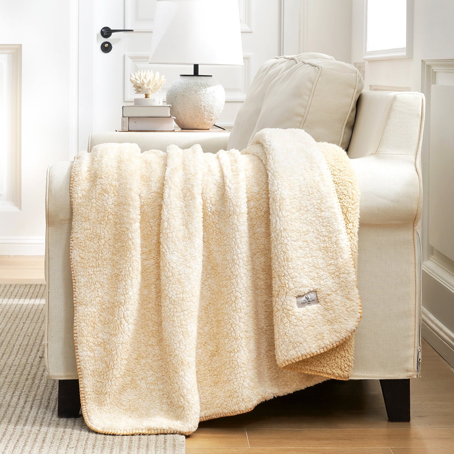Cozy Bliss Reversible Dual-Sided Sherpa Throw Blanket
