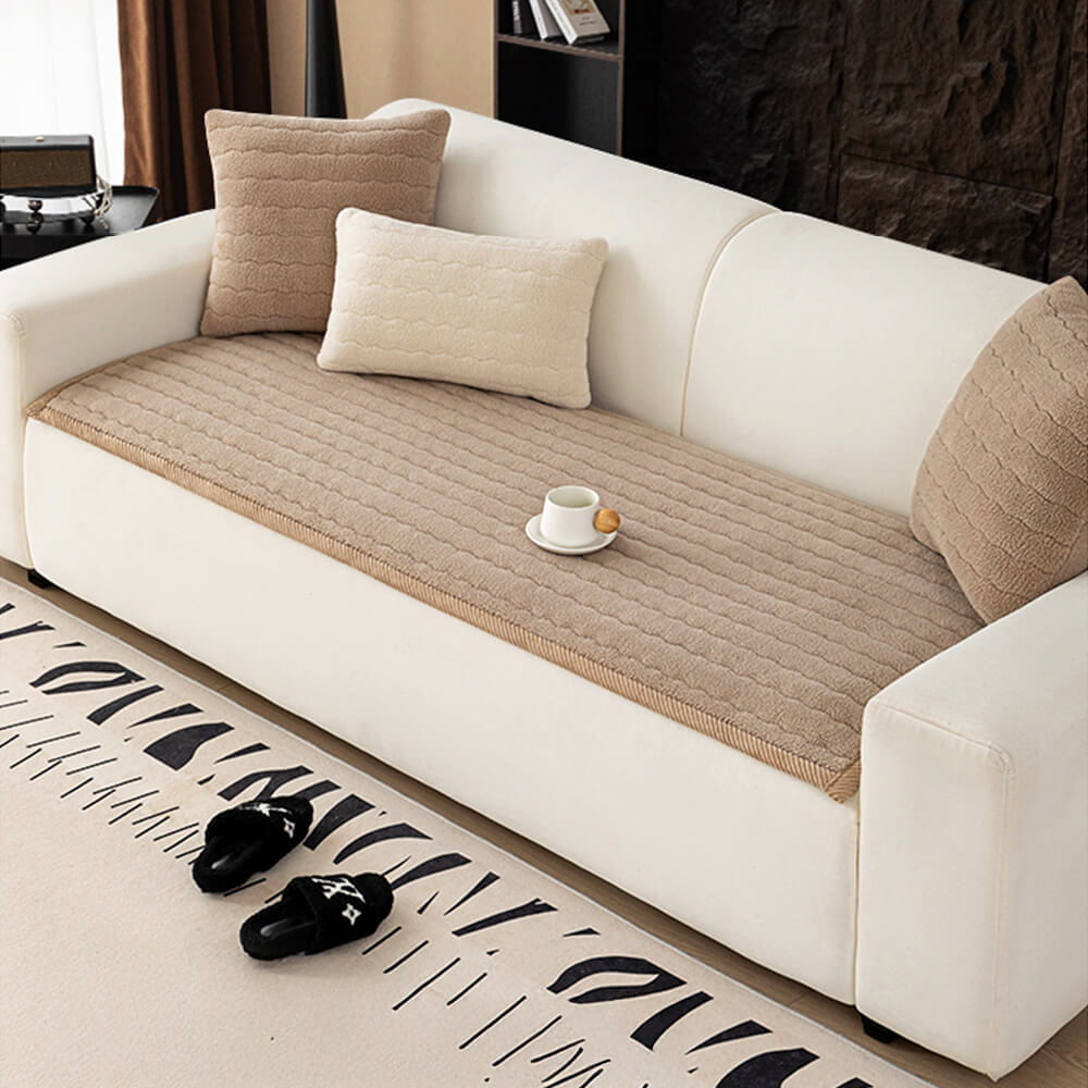 Creamy Soft Breathable Lambskin Couch Cover - Stylish Comfort