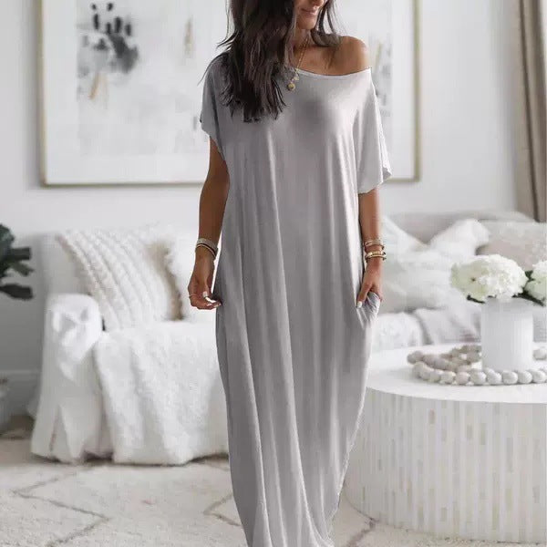 Stylish Women's Short Sleeved Casual Long Dress for All Occasions