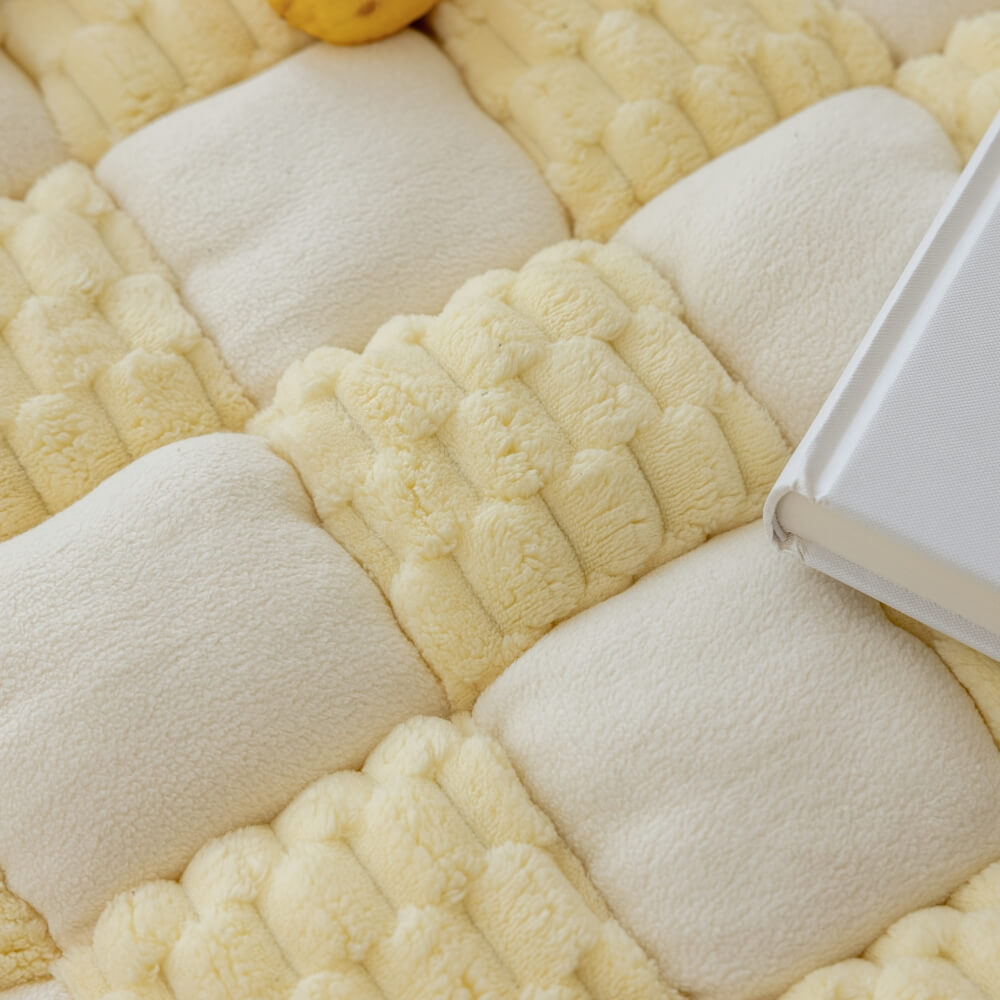 Plush Handmade Color Block Dog Mat - Non-Slip Couch Cover