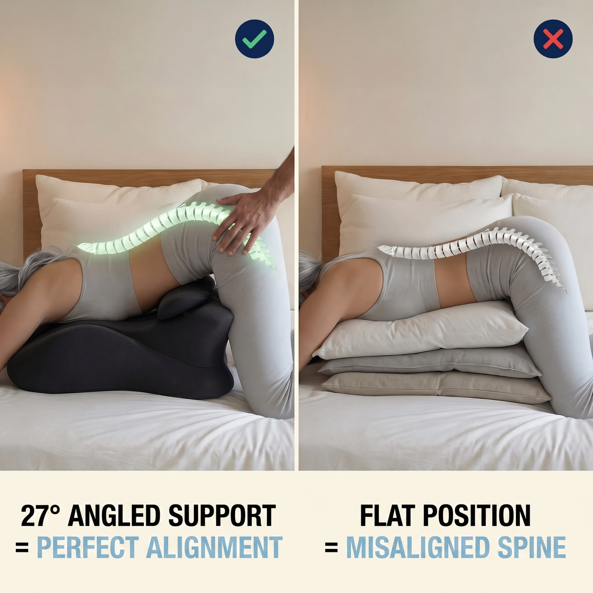 Side profile of the sky-blue Cozy Cloud support cushion