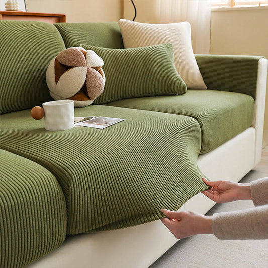 Vertical Stripe Corduroy Anti-Scratch Couch Cover for Enhanced Protection