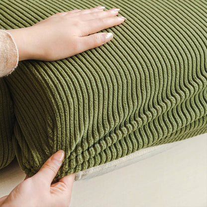 Vertical Stripe Corduroy Anti-Scratch Couch Cover for Enhanced Protection