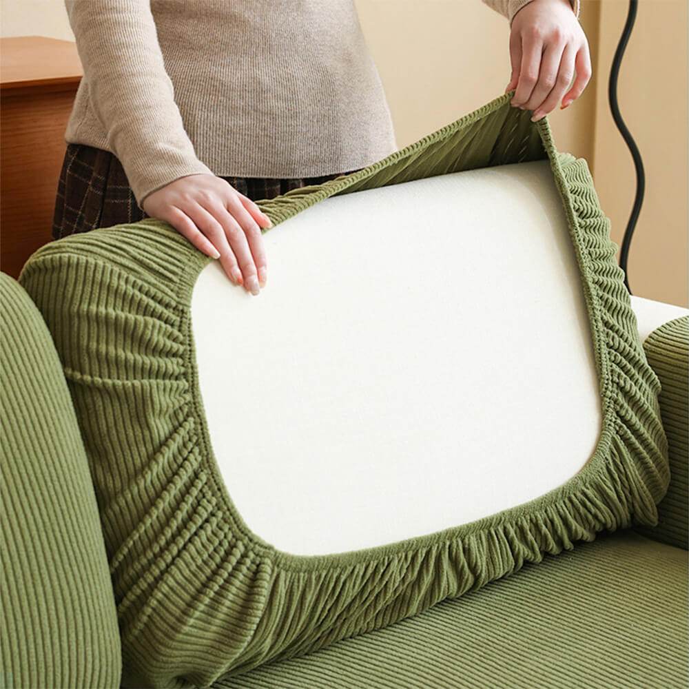 Vertical Stripe Corduroy Anti-Scratch Couch Cover for Enhanced Protection