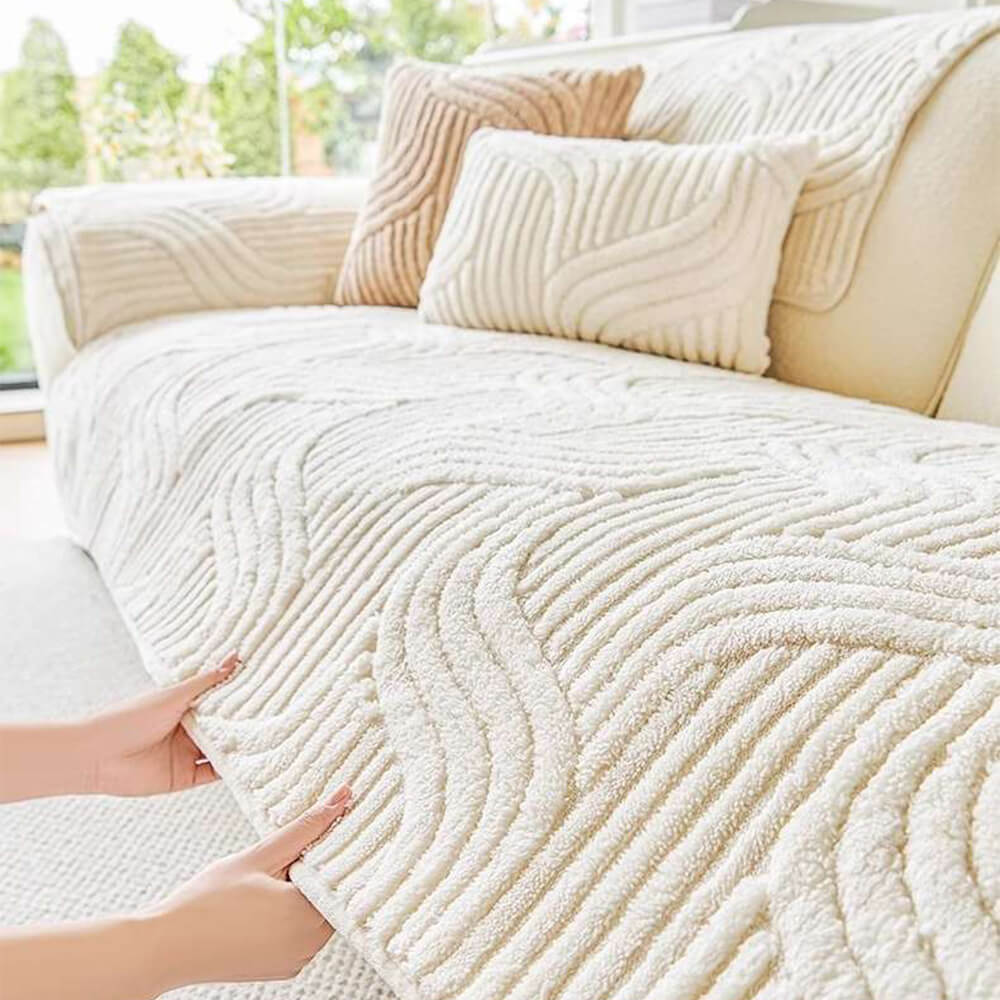 Modern Geometric Soft Plush Non-slip Sofa Protector Cover