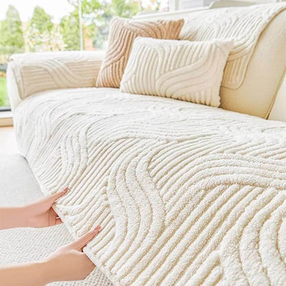Modern Geometric Soft Plush Non-slip Sofa Protector Cover