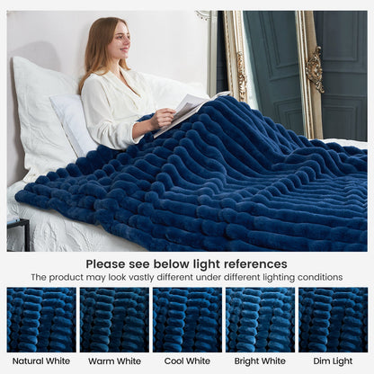 Luxurious Striped Faux Fur Throw Blanket for Cozy Comfort