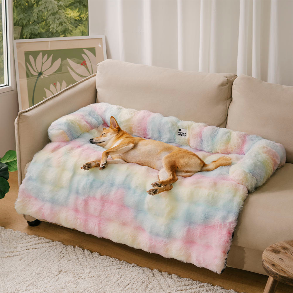 Cozy Fluffy Fuzzy Calming Dog Bed Sofa Protector Mat