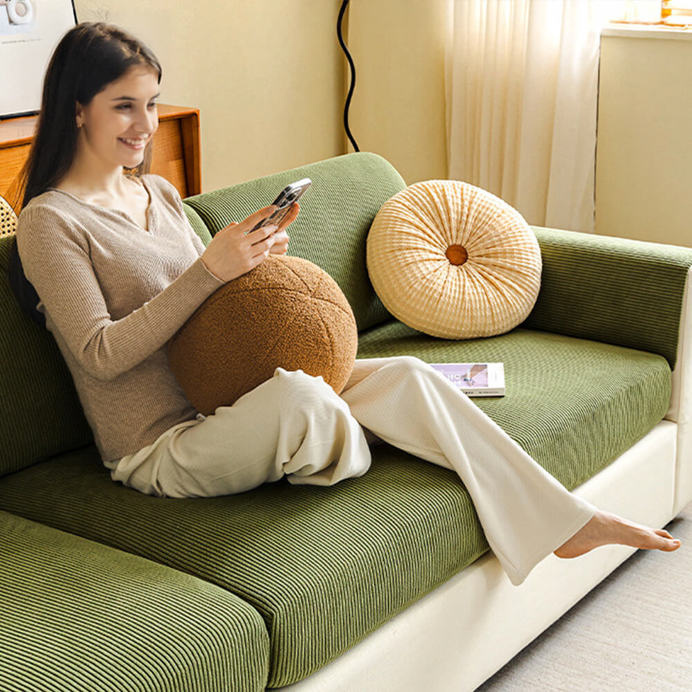 Vertical Stripe Corduroy Anti-Scratch Couch Cover for Enhanced Protection