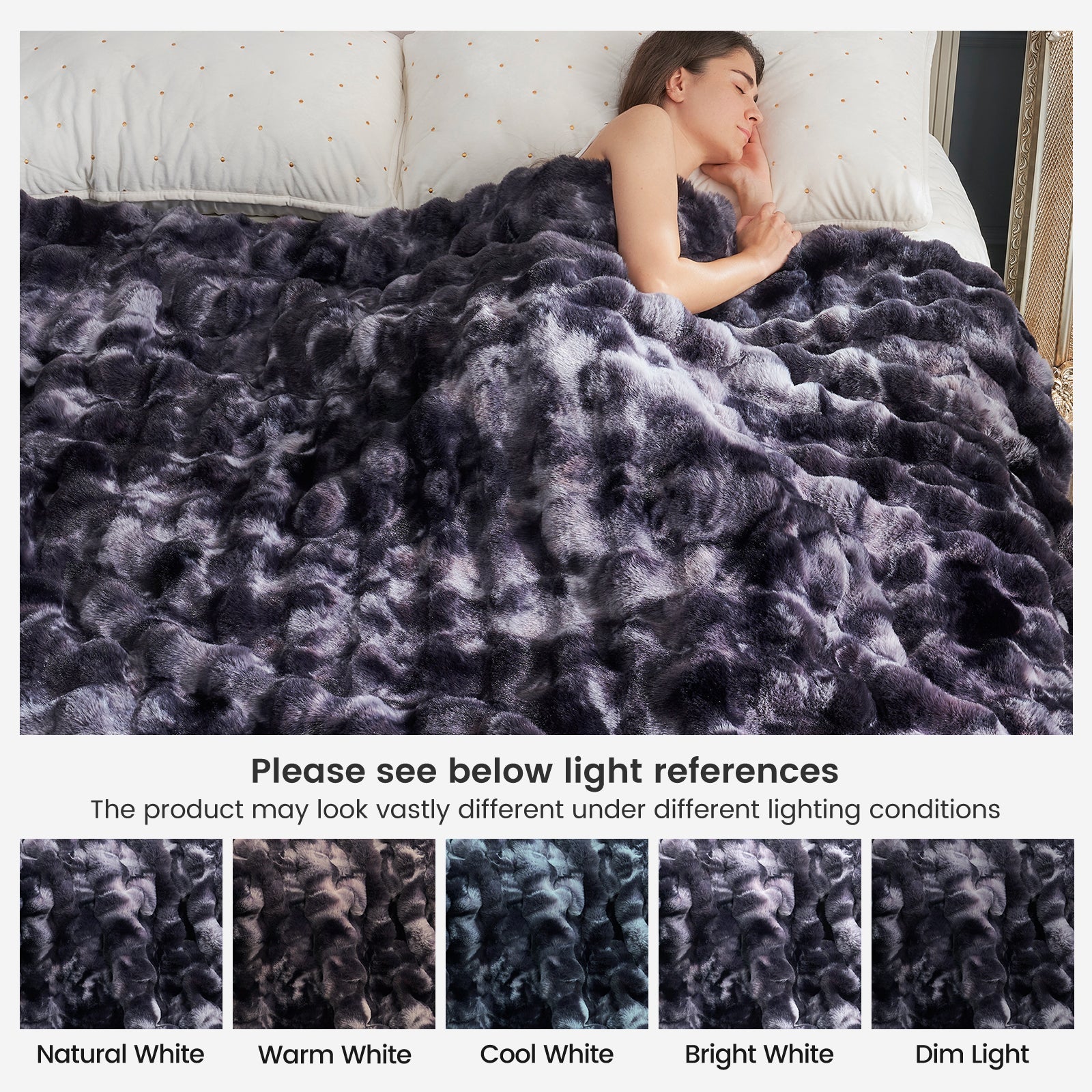 Artisan Bubble Faux Fur Throw Blanket with Unique Tie-Dye Design