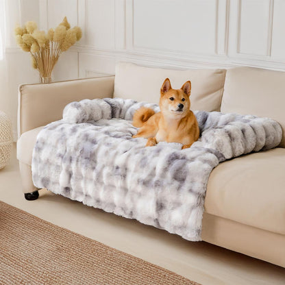 Cozy Fluffy Fuzzy Calming Dog Bed Sofa Protector Mat