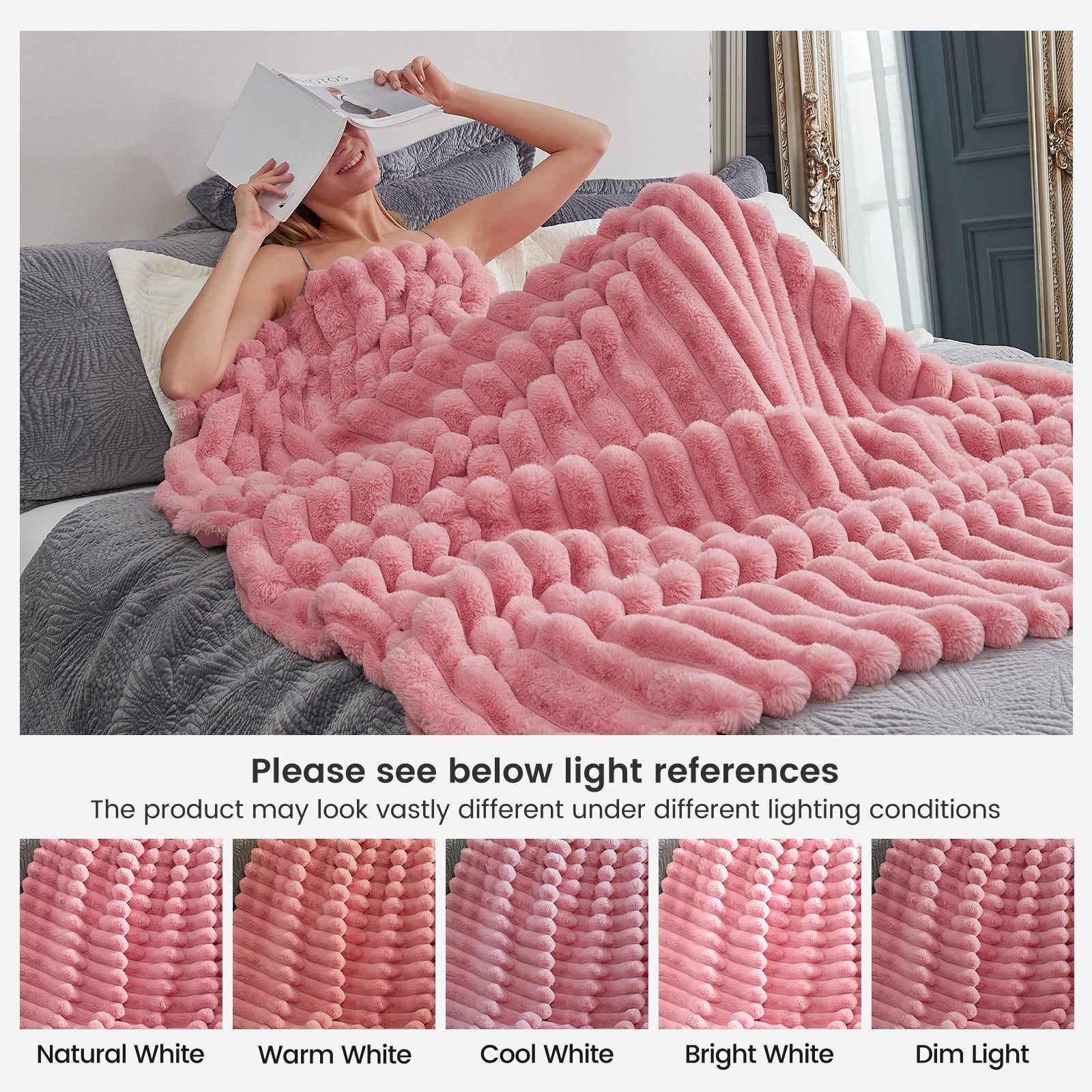 Luxurious Striped Faux Fur Throw Blanket for Cozy Comfort