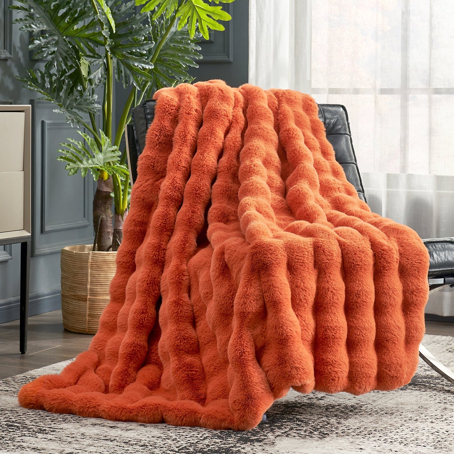 Artisan Bubble Faux Fur Throw Blanket with Unique Tie-Dye Design