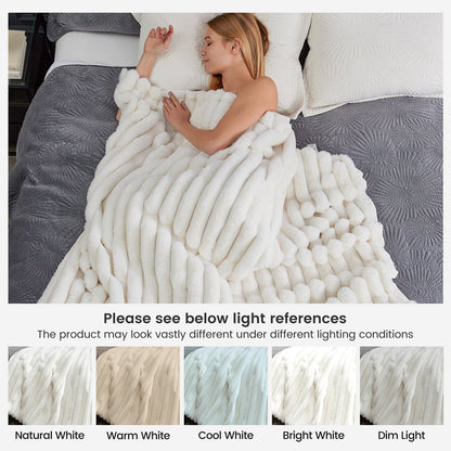 Luxurious Striped Faux Fur Throw Blanket for Cozy Comfort