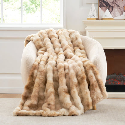 Artisan Bubble Faux Fur Throw Blanket with Unique Tie-Dye Design