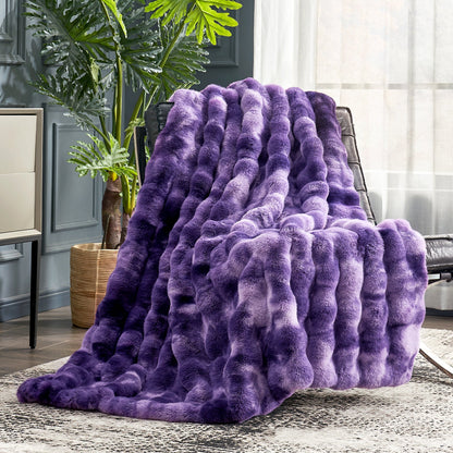 Artisan Bubble Faux Fur Throw Blanket with Unique Tie-Dye Design