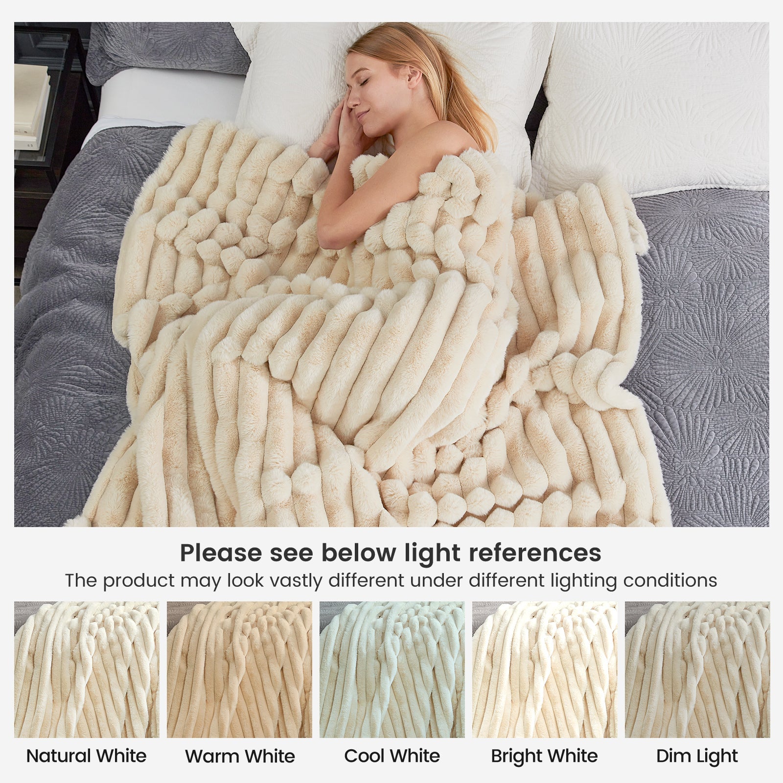 Luxurious Striped Faux Fur Throw Blanket for Cozy Comfort