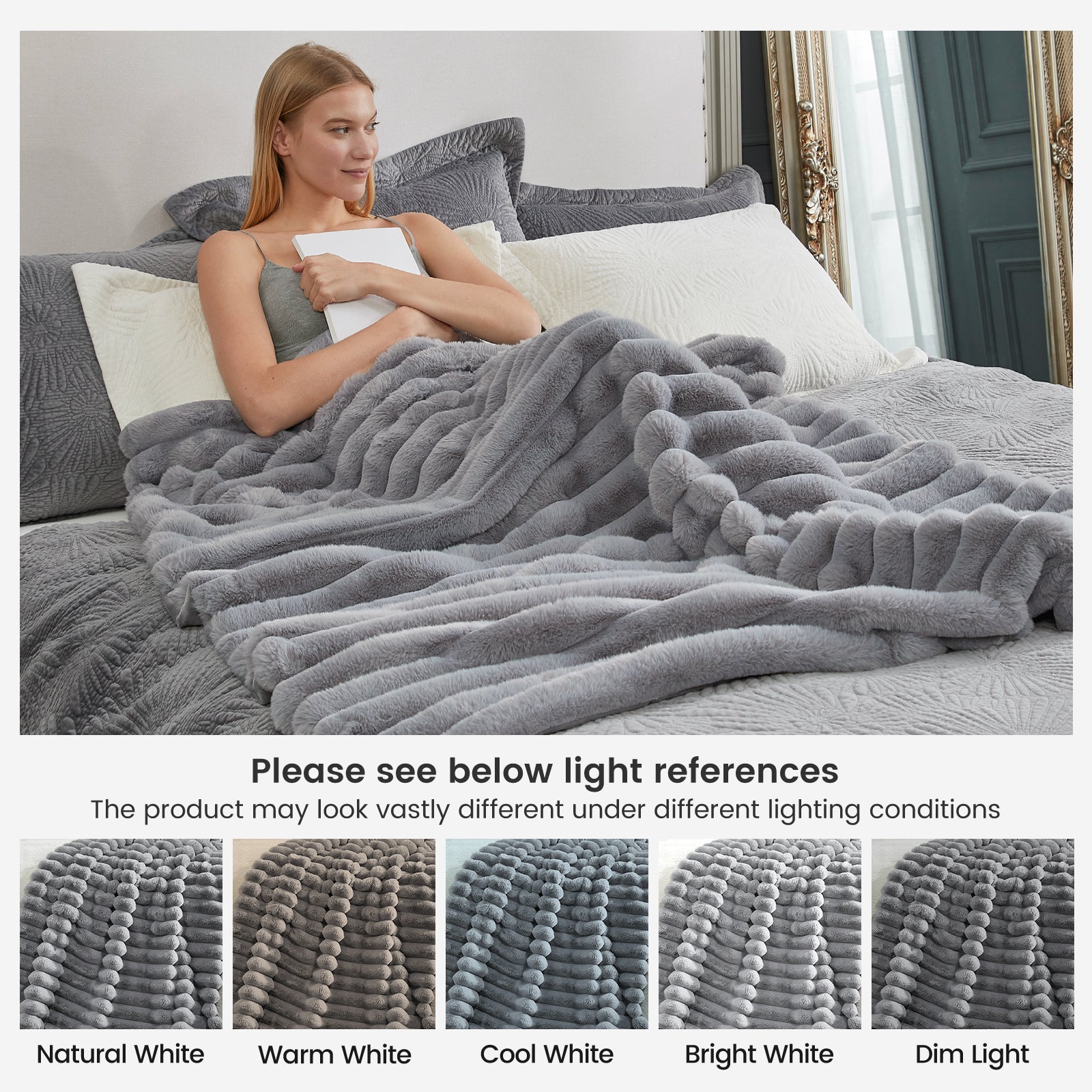 Luxurious Striped Faux Fur Throw Blanket for Cozy Comfort