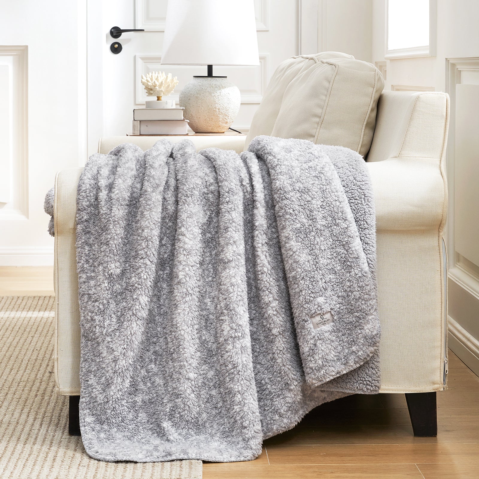 Cozy Bliss Reversible Dual-Sided Sherpa Throw Blanket