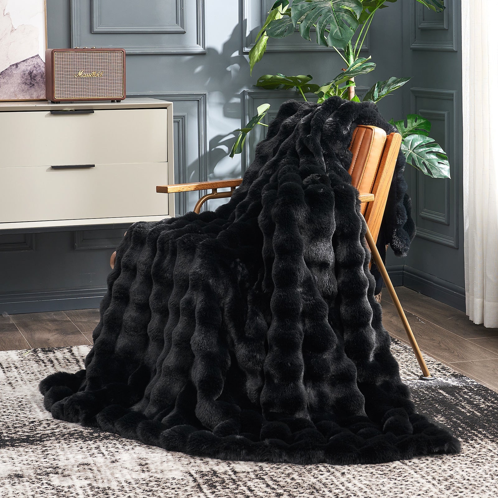 Artisan Bubble Faux Fur Throw Blanket with Unique Tie-Dye Design