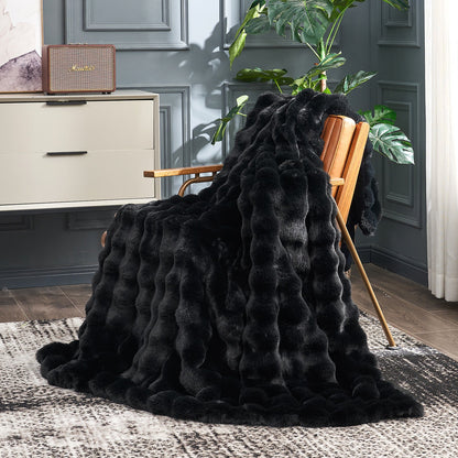 Artisan Bubble Faux Fur Throw Blanket with Unique Tie-Dye Design