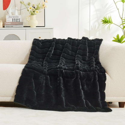 Luxurious CozyBliss Faux Fur Throw Blanket for Stylish Comfort