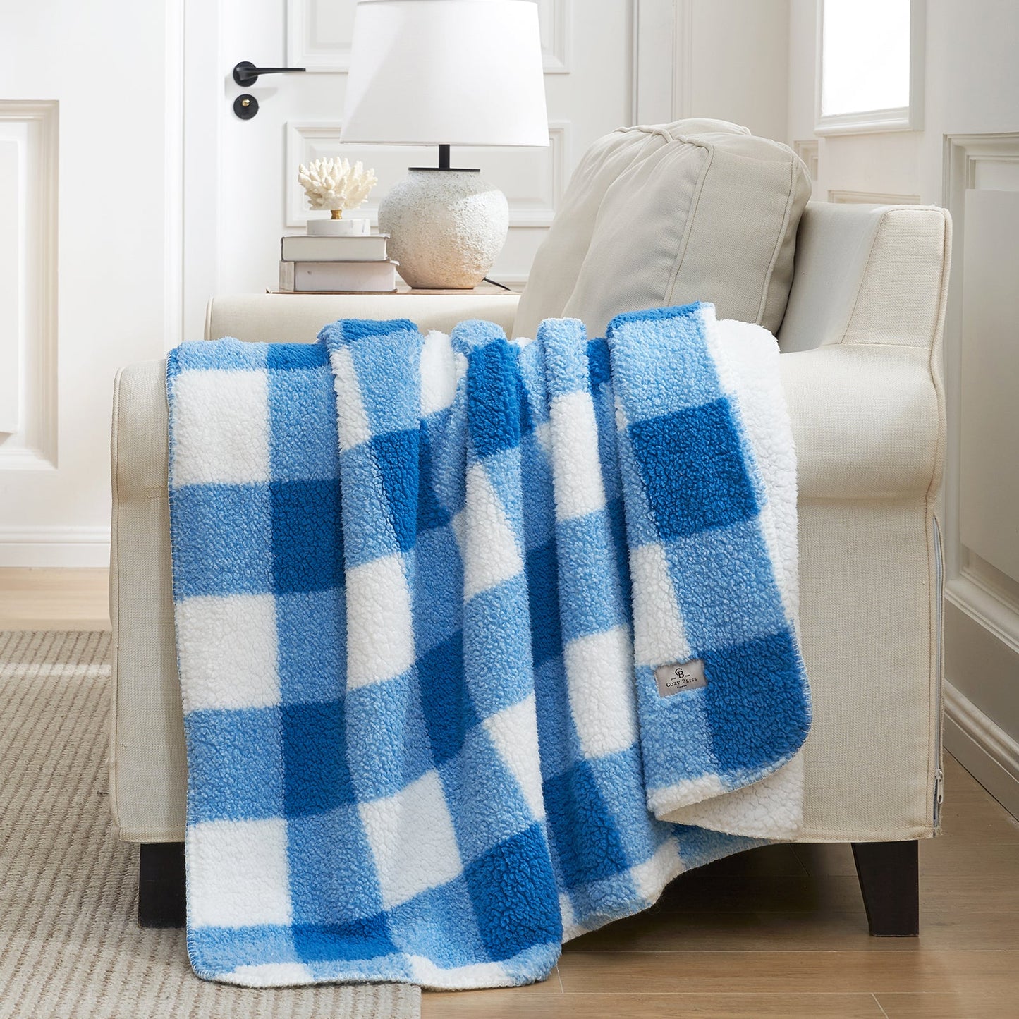 Cozy Bliss Reversible Dual-Sided Sherpa Throw Blanket