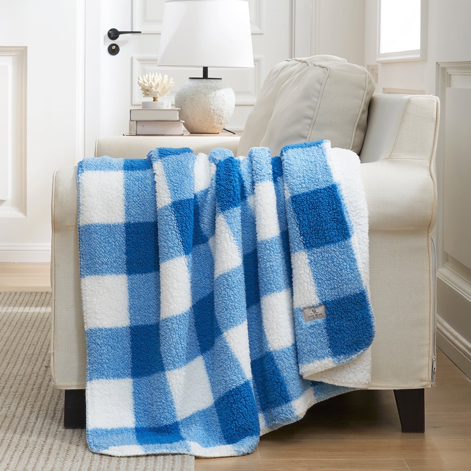 Cozy Bliss Reversible Dual-Sided Sherpa Throw Blanket
