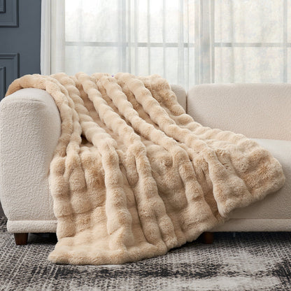 Artisan Bubble Faux Fur Throw Blanket with Unique Tie-Dye Design