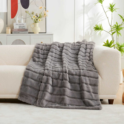 Luxurious CozyBliss Faux Fur Throw Blanket for Stylish Comfort