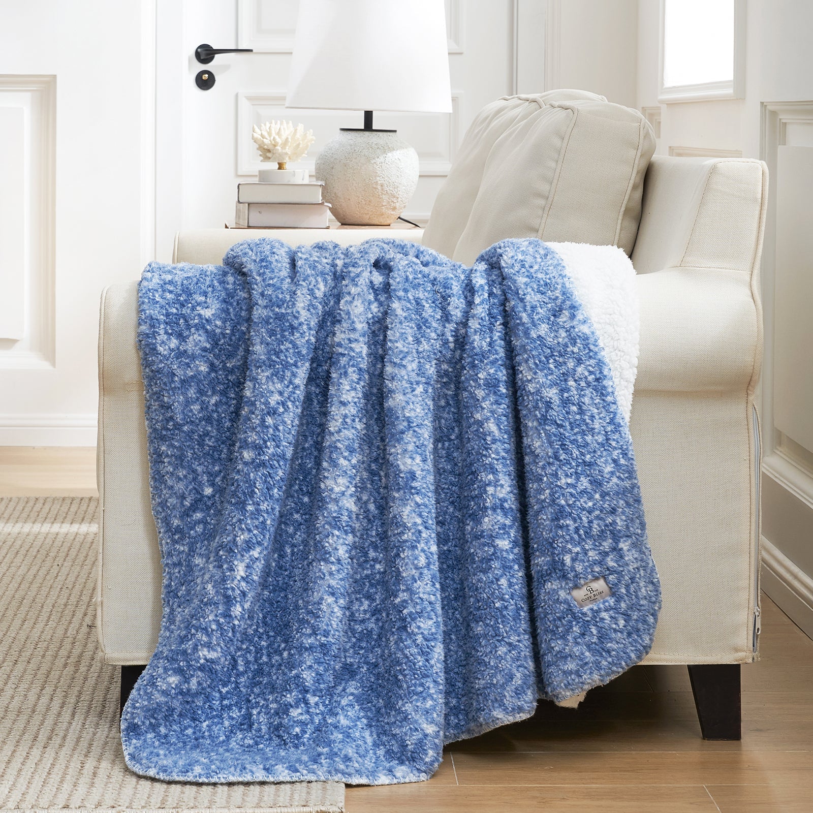 Cozy Bliss Reversible Dual-Sided Sherpa Throw Blanket