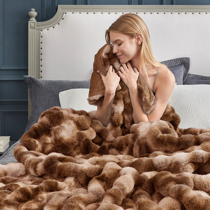 Artisan Bubble Faux Fur Throw Blanket with Unique Tie-Dye Design