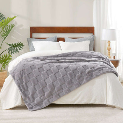 Luxuriously Soft Checkerboard Faux Fur Throw Blanket for Cozy Living