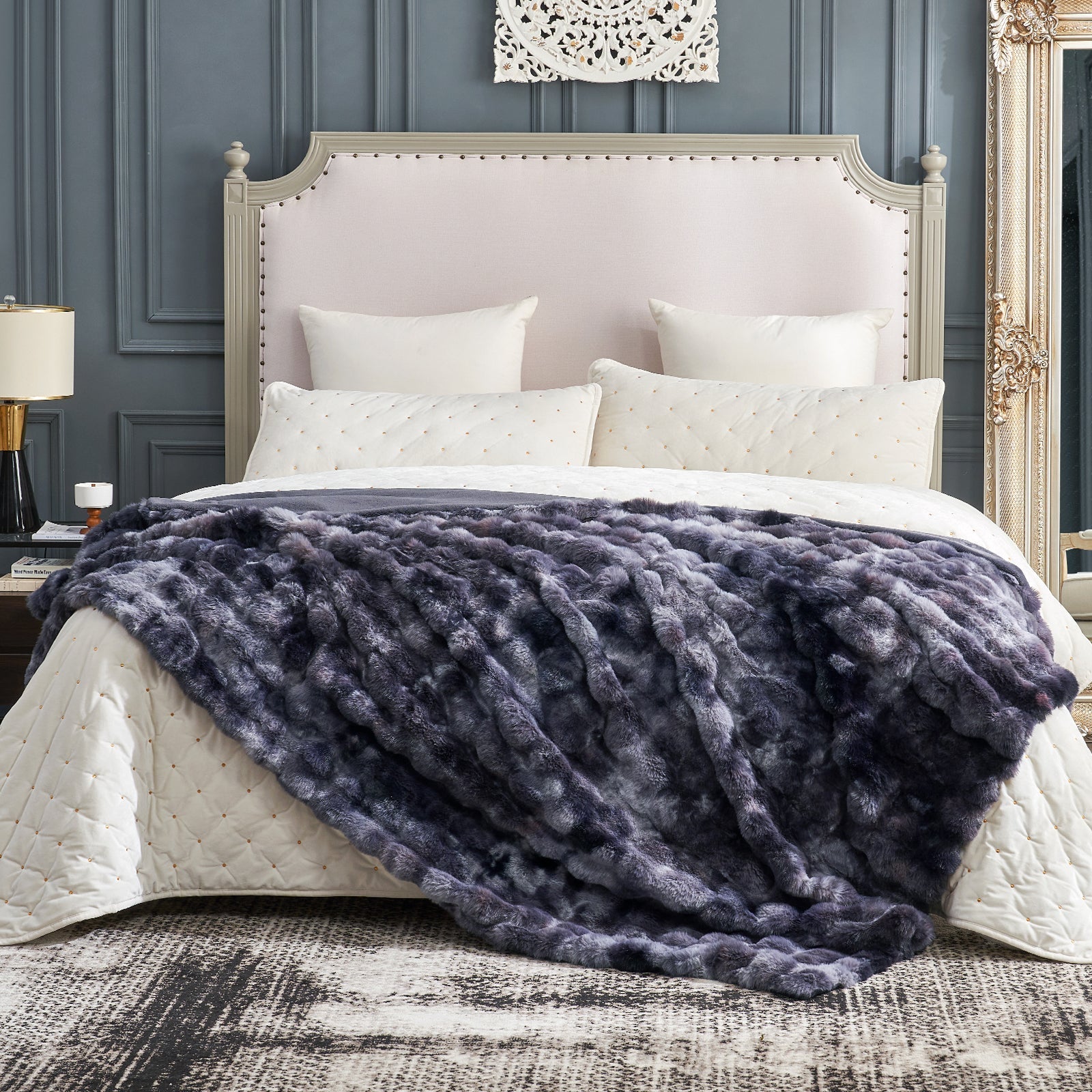 Artisan Bubble Faux Fur Throw Blanket with Unique Tie-Dye Design