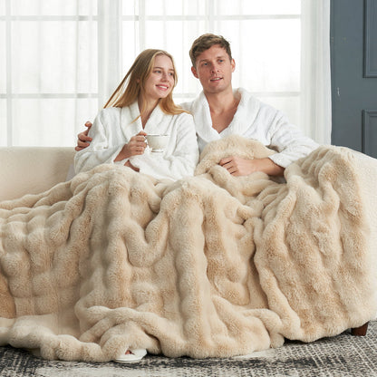 Artisan Bubble Faux Fur Throw Blanket with Unique Tie-Dye Design