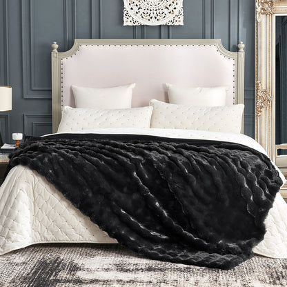 Artisan Bubble Faux Fur Throw Blanket with Unique Tie-Dye Design
