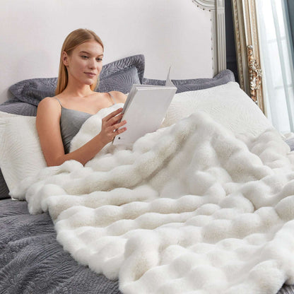 Artisan Bubble Faux Fur Throw Blanket with Unique Tie-Dye Design