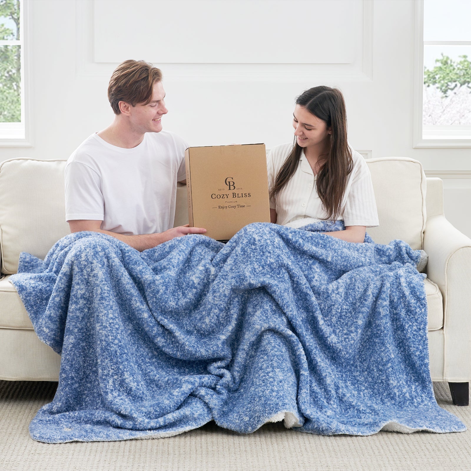 Cozy Bliss Reversible Dual-Sided Sherpa Throw Blanket