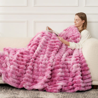 Luxurious Striped Faux Fur Throw Blanket for Cozy Comfort