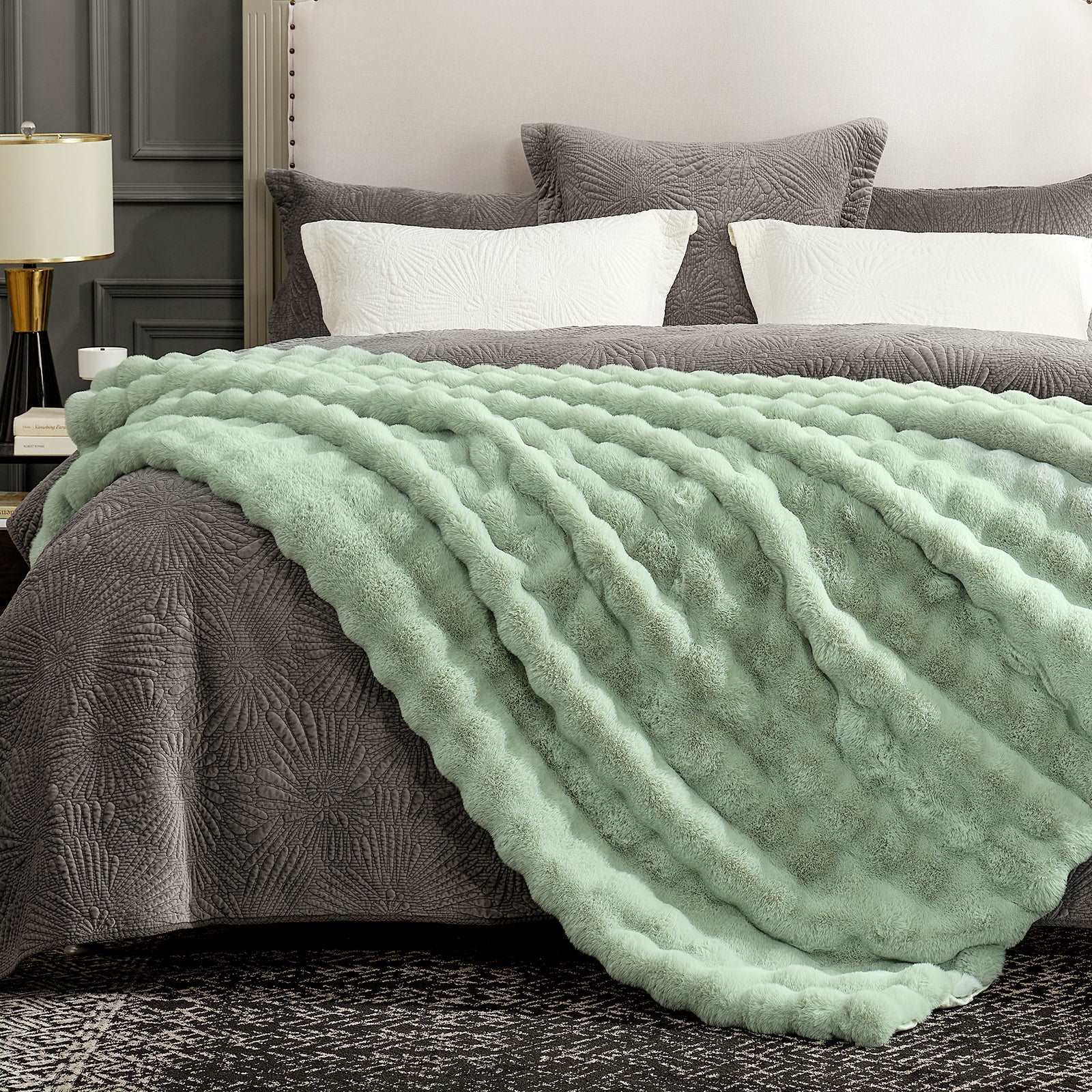 Artisan Bubble Faux Fur Throw Blanket with Unique Tie-Dye Design