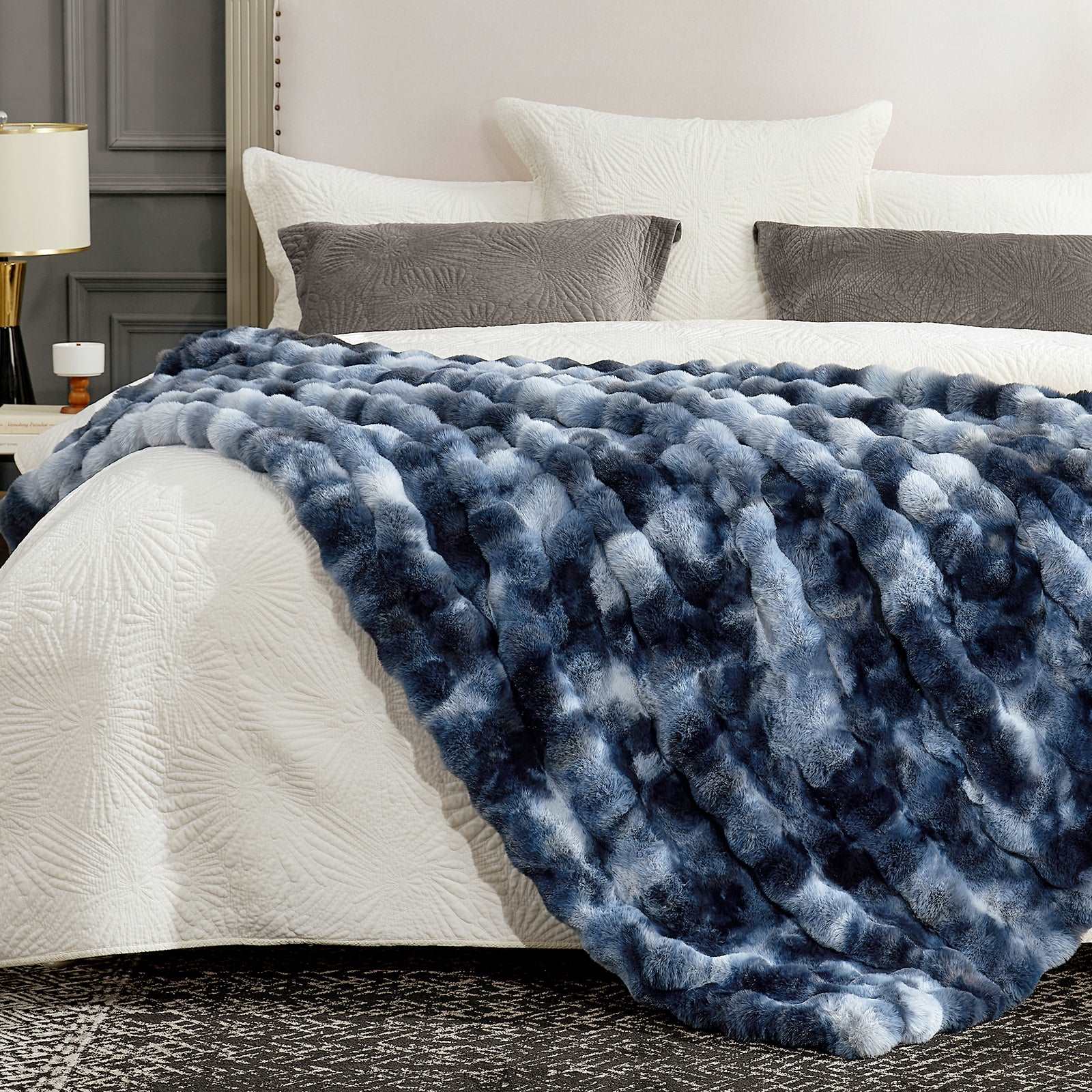 Artisan Bubble Faux Fur Throw Blanket with Unique Tie-Dye Design