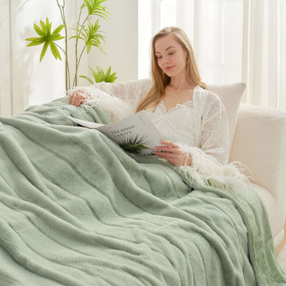 Luxurious CozyBliss Faux Fur Throw Blanket for Stylish Comfort