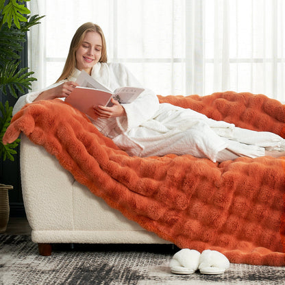Artisan Bubble Faux Fur Throw Blanket with Unique Tie-Dye Design