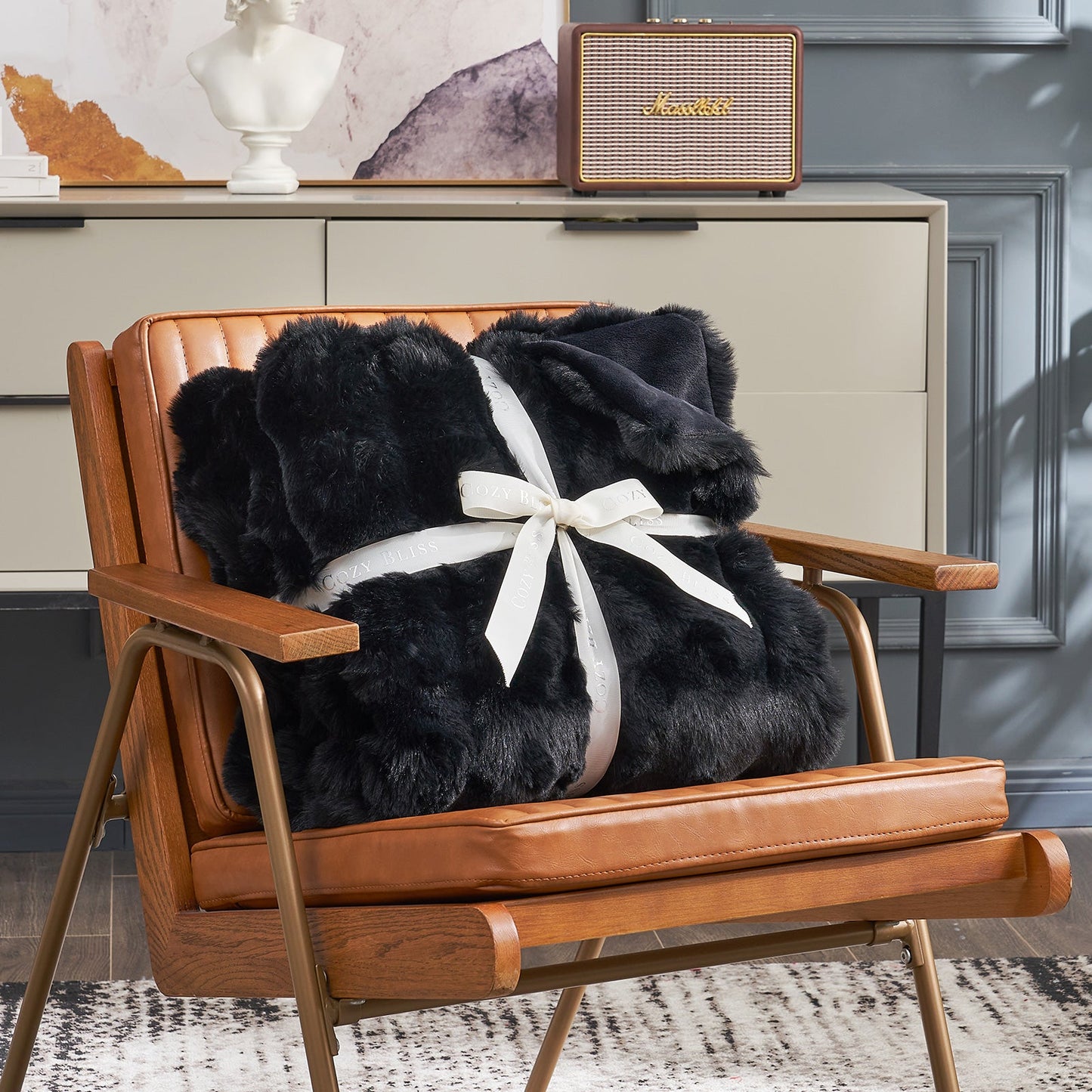 Artisan Bubble Faux Fur Throw Blanket with Unique Tie-Dye Design