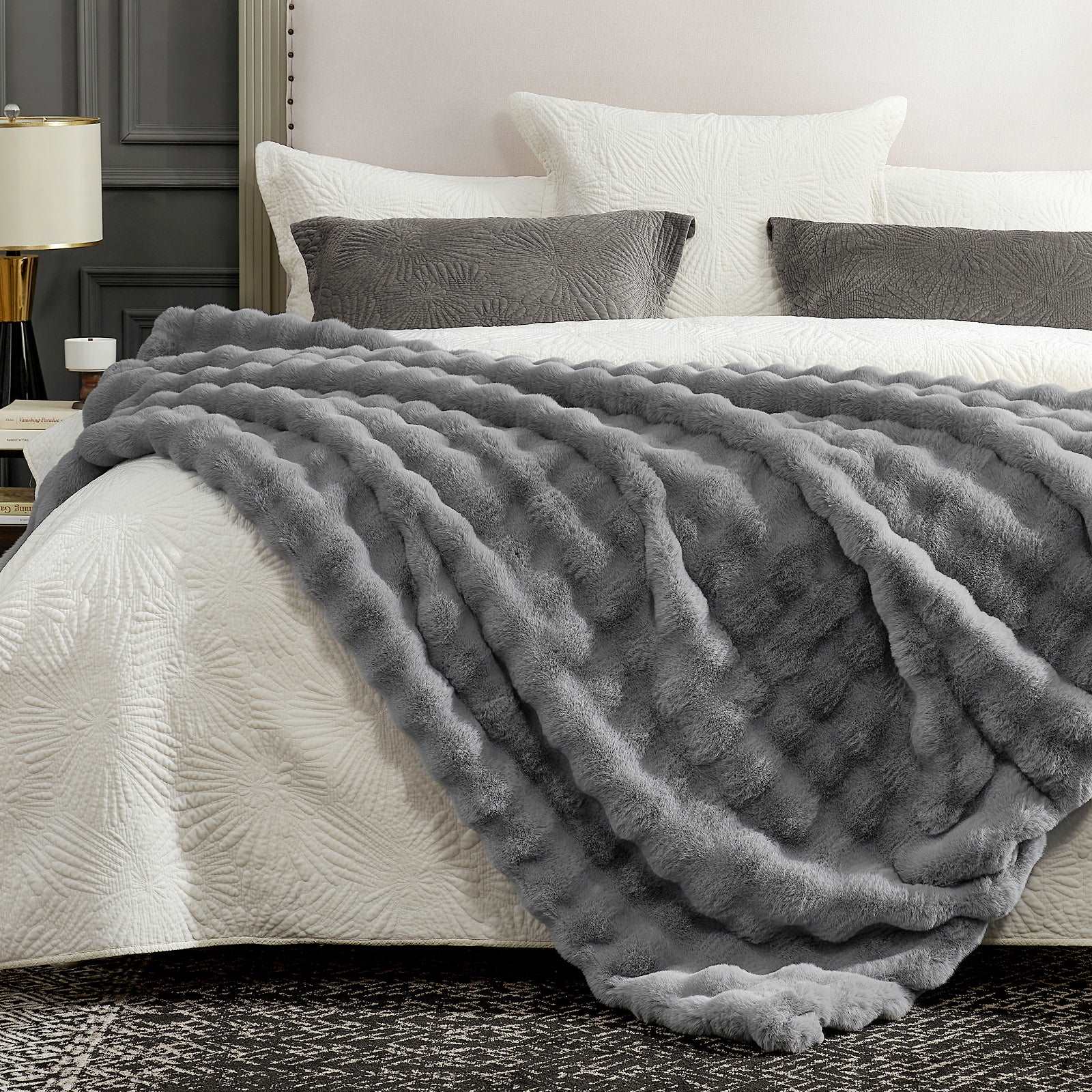 Artisan Bubble Faux Fur Throw Blanket with Unique Tie-Dye Design