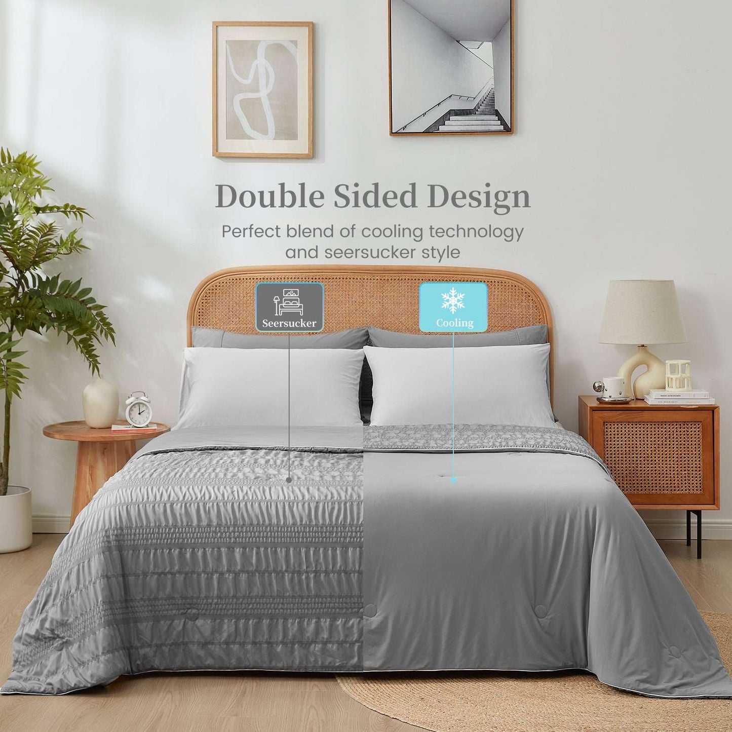Comfortable Seersucker Cooling Comforter for Cozy Sleep