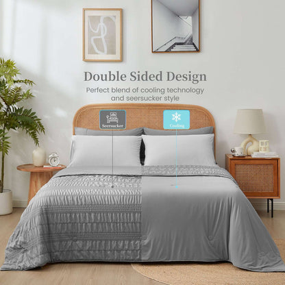 Comfortable Seersucker Cooling Comforter for Cozy Sleep