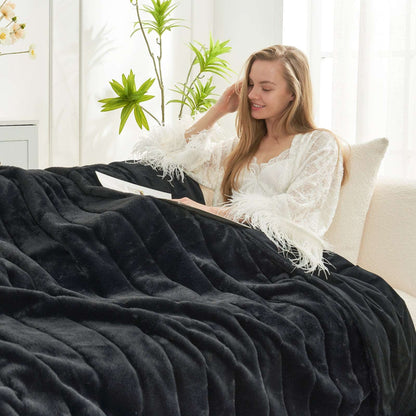 Luxurious CozyBliss Faux Fur Throw Blanket for Stylish Comfort