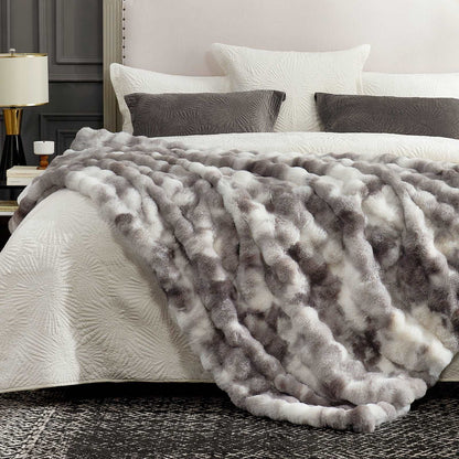 Artisan Bubble Faux Fur Throw Blanket with Unique Tie-Dye Design